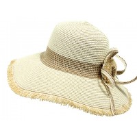 Wide Brim Hat w/ Frill Trim & Matching Flower - Ivory - HT-H2275IV